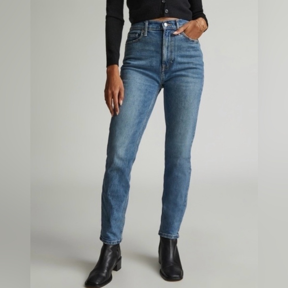 EVERLANE Denim The Curvy Cheeky Jean High Rise Raw Hem Straight Leg Size 26